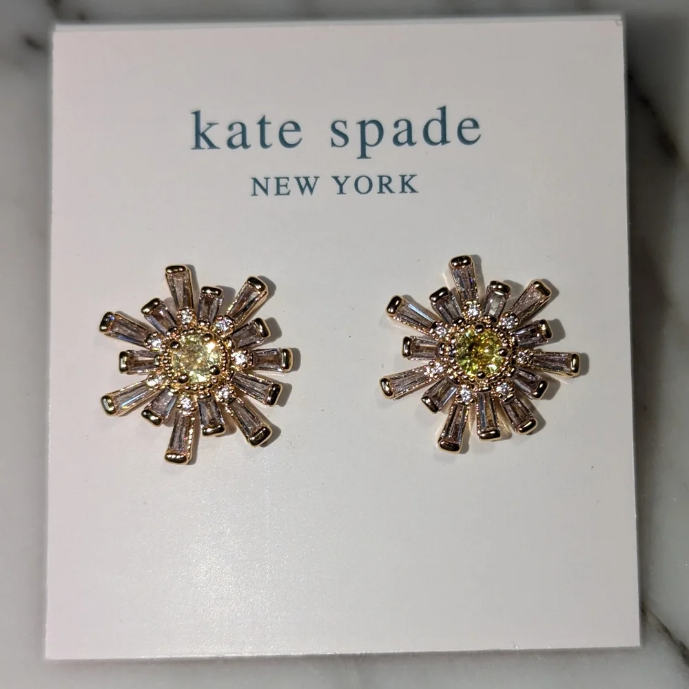 NWT Kate Spade Sunny Studs - Gold/Clear/Yellow